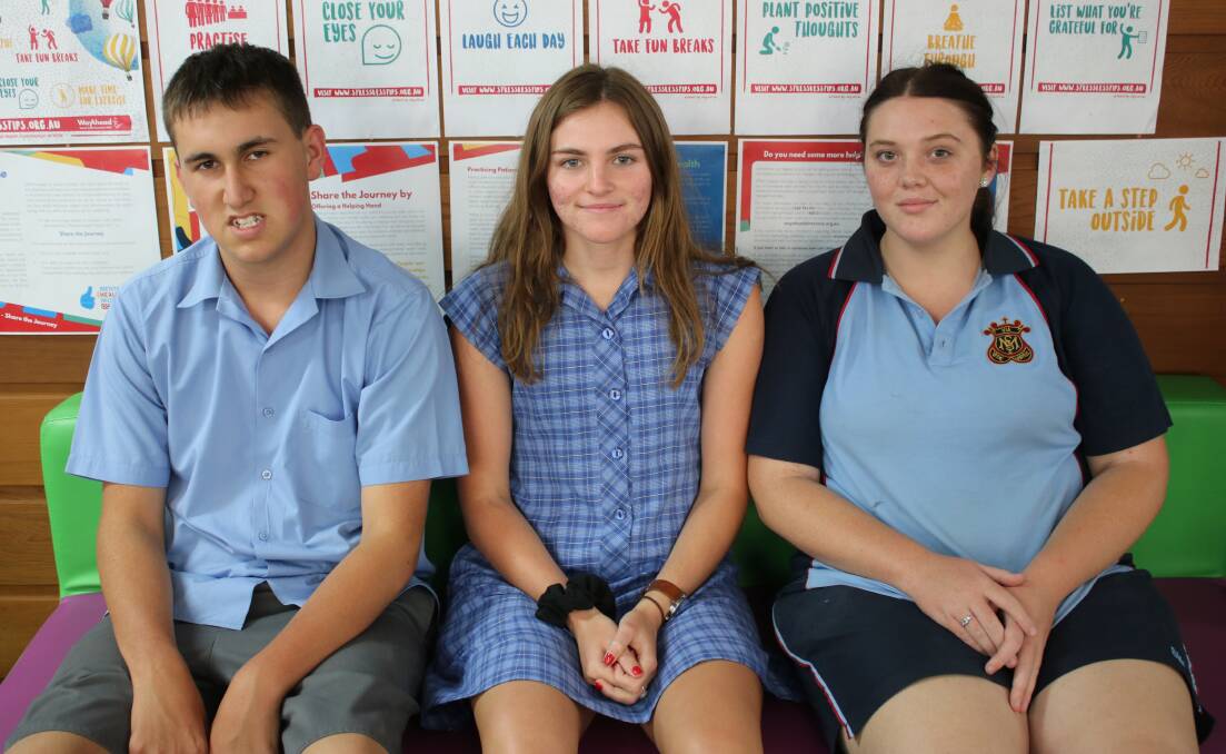GLIMPSE INTO PROFESSIONS: St Mary's Year 10 students Jack Randall, Kira Goodhew and Hannah Bennett will head off to the city in January for a taste of science and law. Photo: Vanessa Höhnke