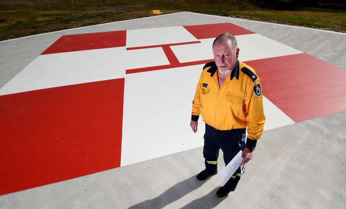 NSW RFS' Inspector Mark Murphy on one of the upgraded helipad at the Liverpool Plains Emergency Services Precinct in Quirindi. Photo: Gareth Gardner 120619GGC01