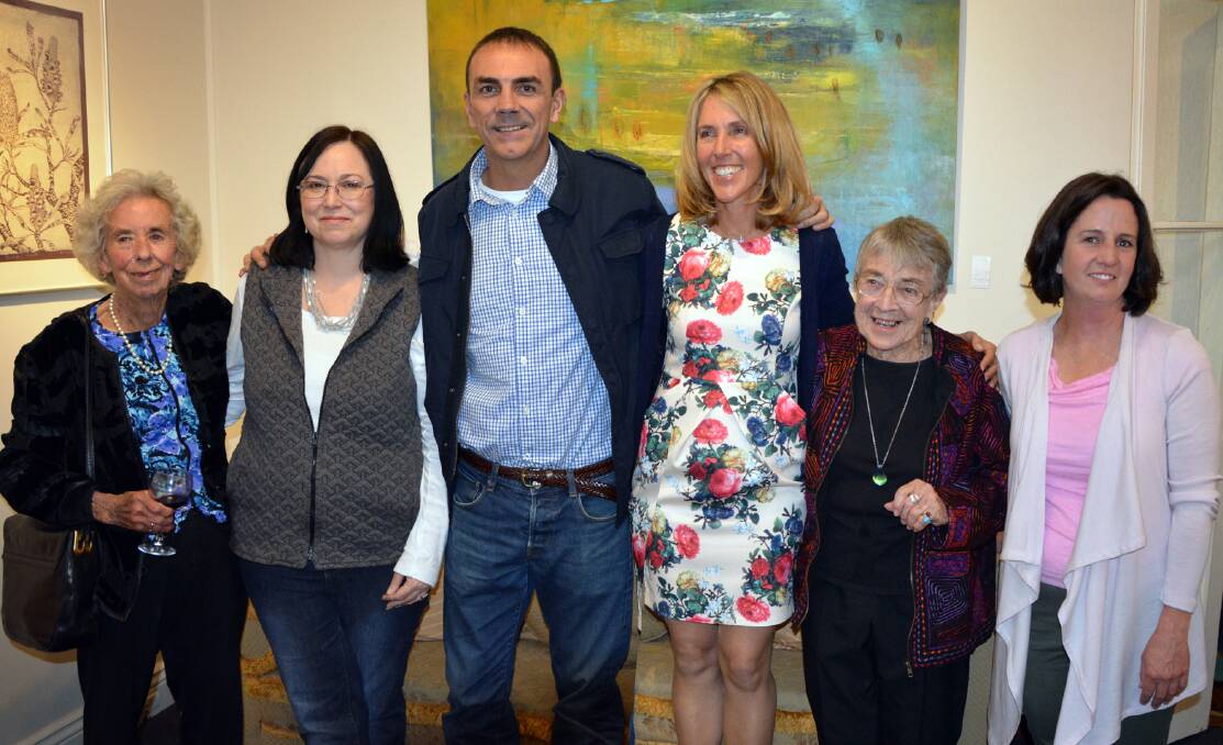 The six artists reunited at The Road Home exhibition. From left, Pat Rowley, Maree Kelly, Jody Pawley, Tanya Bartlett, Anne Knight and Emily Simson.
