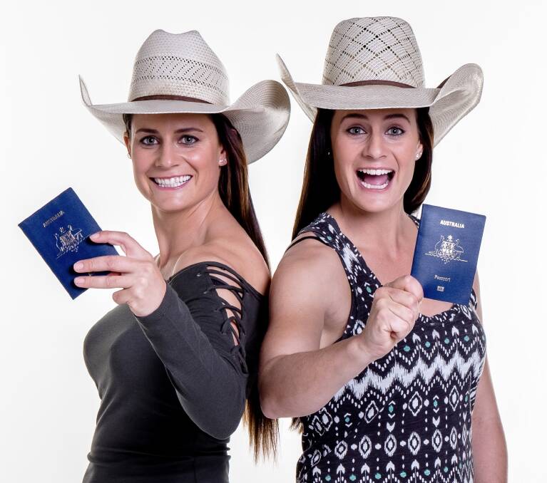 "Stack" (left) was living in Gunnedah when she applied to feature on Travel Guides with her twin Mel. Photo: Supplied