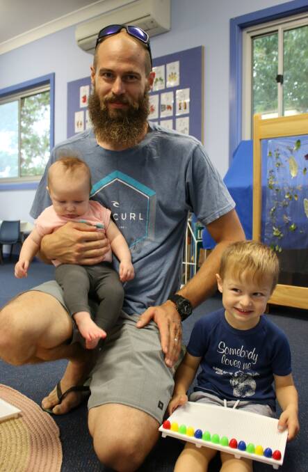 Pre-schooler Dustin French (right) with his younger sister Loeki and his father Ben.