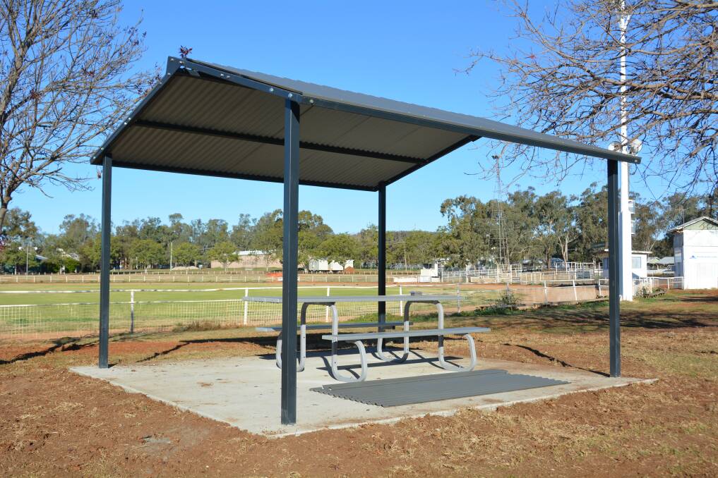 A newly erected picnic table shelter at the Gunnedah Showground. Photo: Jessica Worboys.