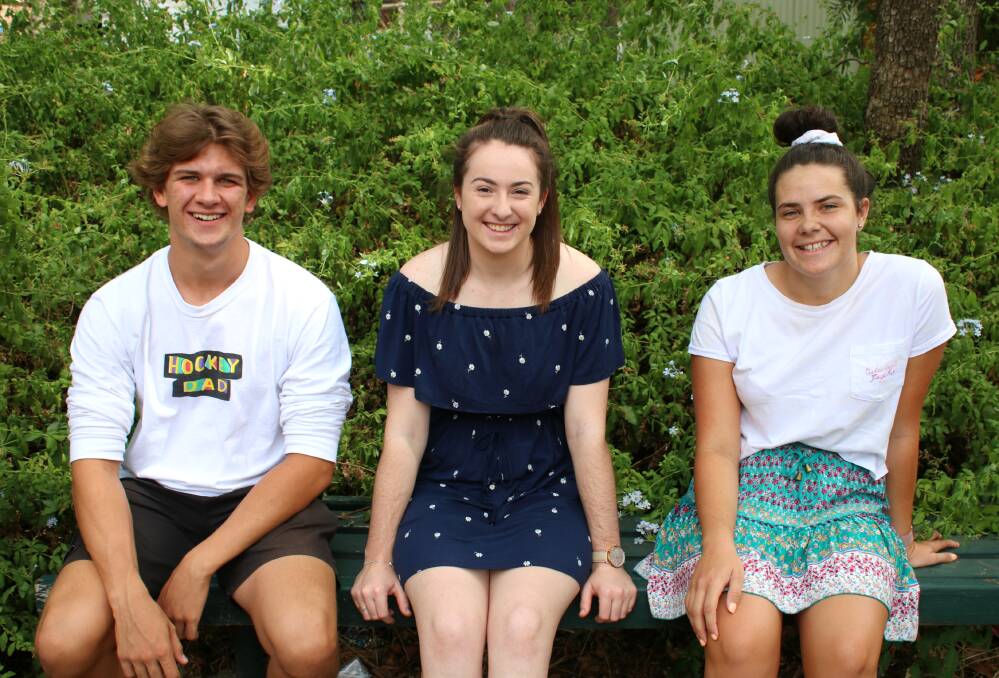 NEW VENTURES: Max Crowhurst and Jess Moore are off to university on the weekend, while Grace Jaeger will take a gap year to work and travel. Photo: Vanessa Höhnke