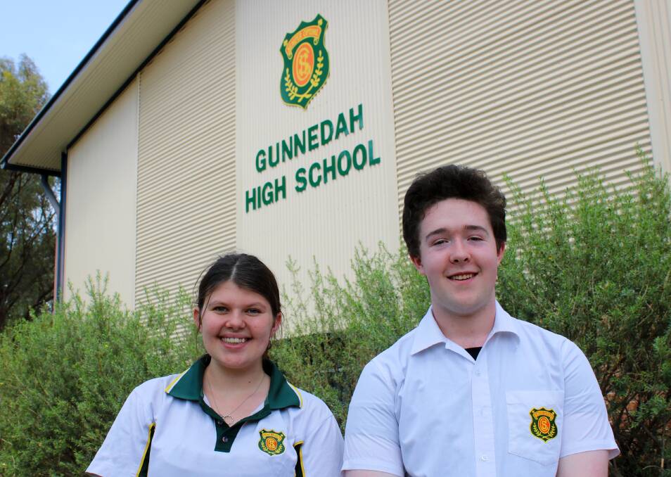 ONE DOWN: Gunnedah High School's Lucy Moore and Cameron Gale after completing English paper one of the Higher School Certificate this morning.
