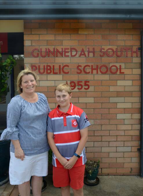 SUPER SPELLER: Acting Gunnedah South Public School principal Nicky Walsh and one of the school's NSW Premier's Spelling Bee finalists, Lewis Donaldson. Photo: Billy Jupp 