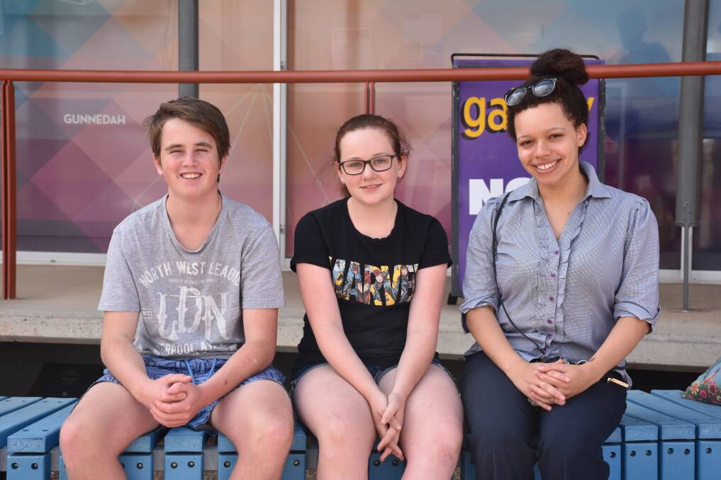 Gunnedah Youth Council members Bodie Crawford and Emily Hunt with youth development officer Sewa Emojong who will be running the Dessert Bar.