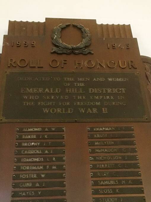 The WWII honour roll. Photo: supplied