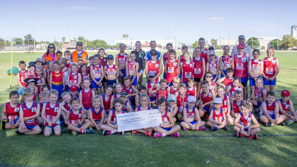 Gunnedah Little Athletics Club with the Greater Bank cheque for $2000. Photo: Alyssa Barwick