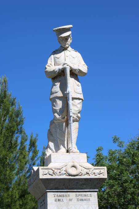 The 1.7m statue of a male soldier tops the cenotaph in Tambar Springs.