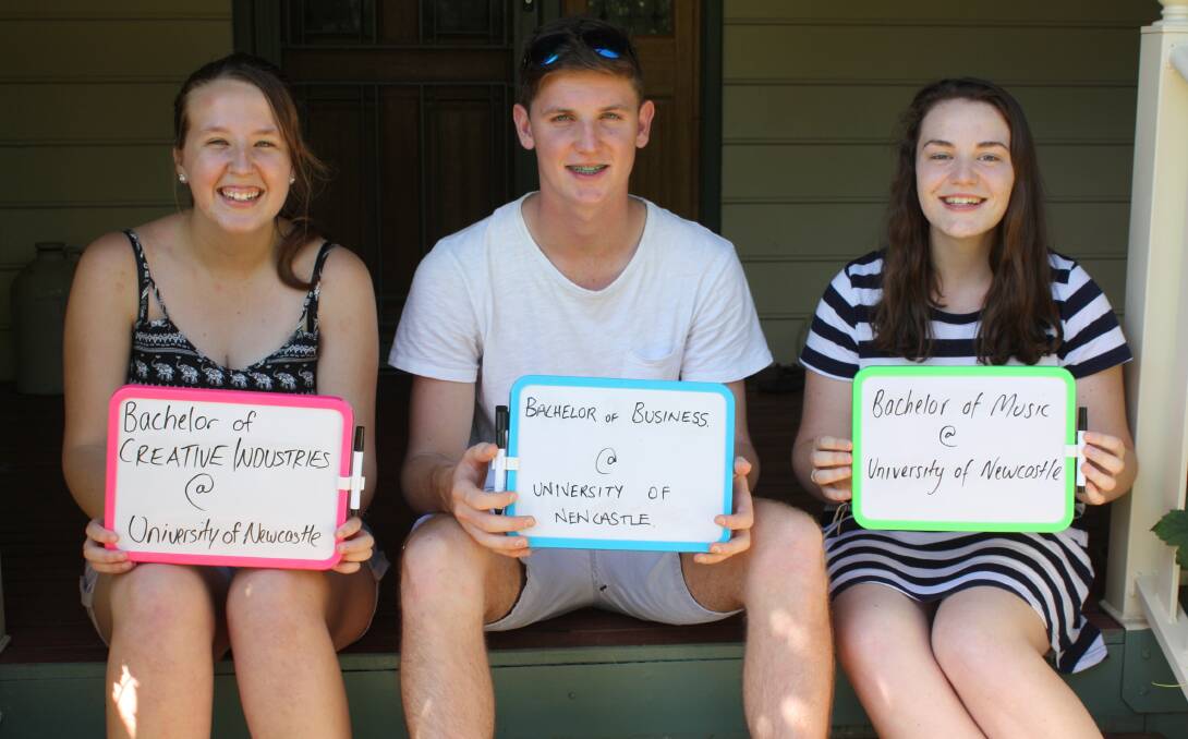 CHANGE AHEAD: Gunnedah's Michaela Langdon, Sam Koenig and Keely Murphy are planning for the year ahead after receiving university offers.