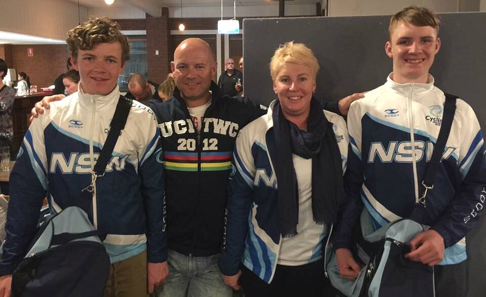 FAMILY AFFAIR: Cyclists Kurt (left) and Dylan (right) with their parents Vaughn and Janette. The family previously lived in Gunnedah. Photo: Supplied
