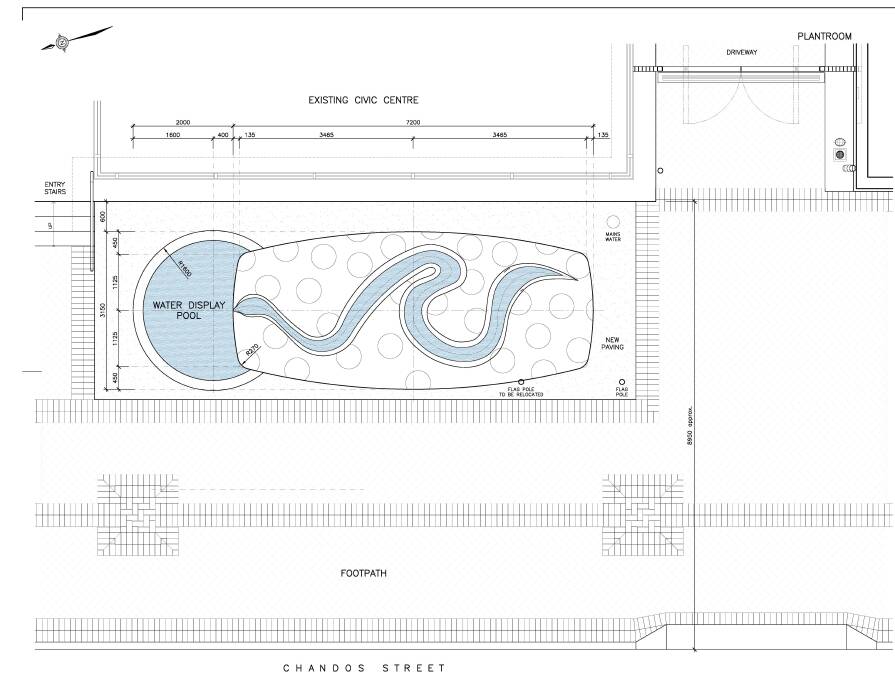 A top-view of the endorsed design of the Rainbow Serpent Water Feature. Image: Supplied