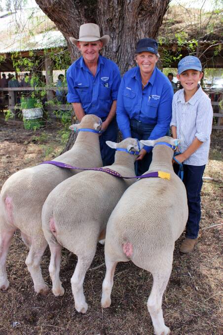 Gary and Karen Fogarty with sheep stud Braemar and Charlie Swain at the Gunnedah Show in 2016.