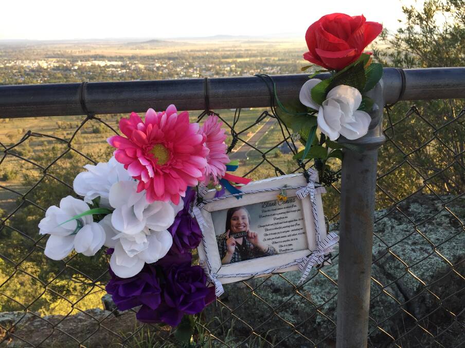 NEVER FORGOTTEN: A memorial for the late Maddie Smith at Porcupine Lookout in Gunnedah.