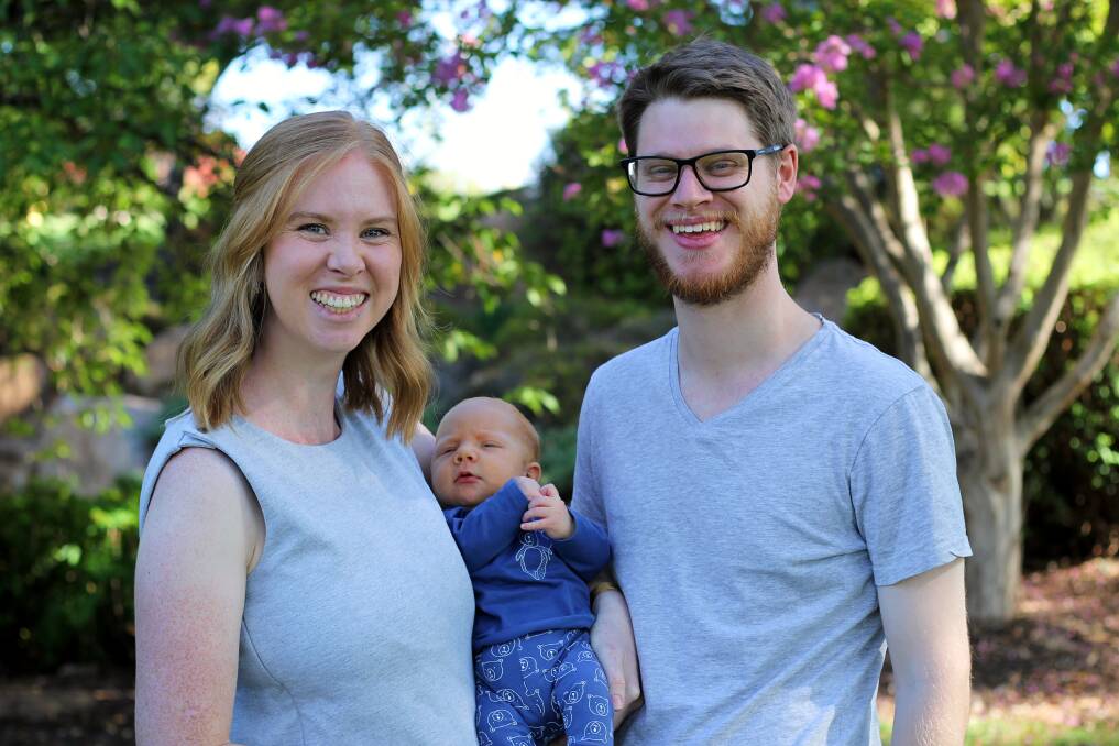 Emily and Ryan Barcham with their first child Ezra. Photo: supplied