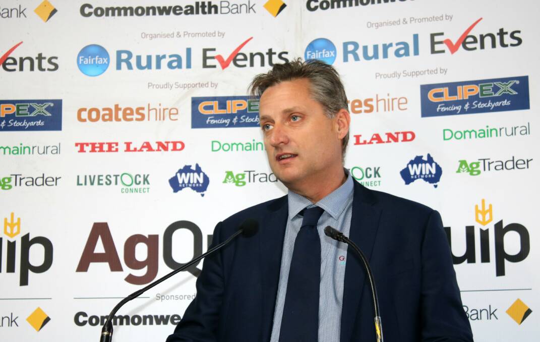 Gunnedah mayor Jamie Chaffey pictured at AgQuip in August, which went ahead despite the drought.
