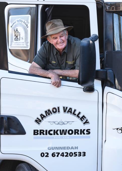 Colin Small in the Namoi Valley Brickworks truck. Photo: Di Stacey