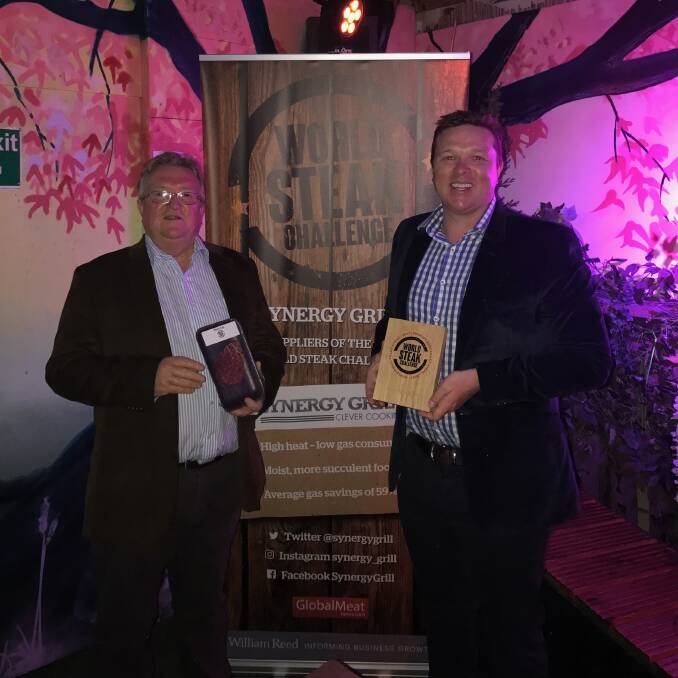 Jack's Creek co-founder Philip Warmoll and Patrick Warmoll with their World’s Best Fillet Steak award in 2017. 