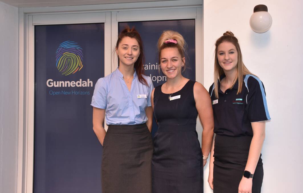 Council's Sophie Priestly, Madeline Buhagiar and Tiarney Douglass are completing a Certificate III in Business Administration through the local TAFE. 