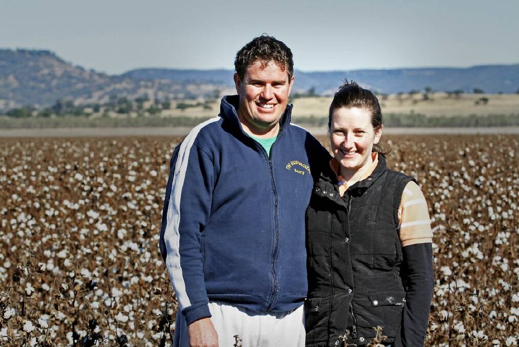 Spring Ridge's Nick Beer with his wife Pippi. Nick is a ADAMA Chris Lehmann Trust Young Cotton Achiever of the Year finalist. Photo: supplied