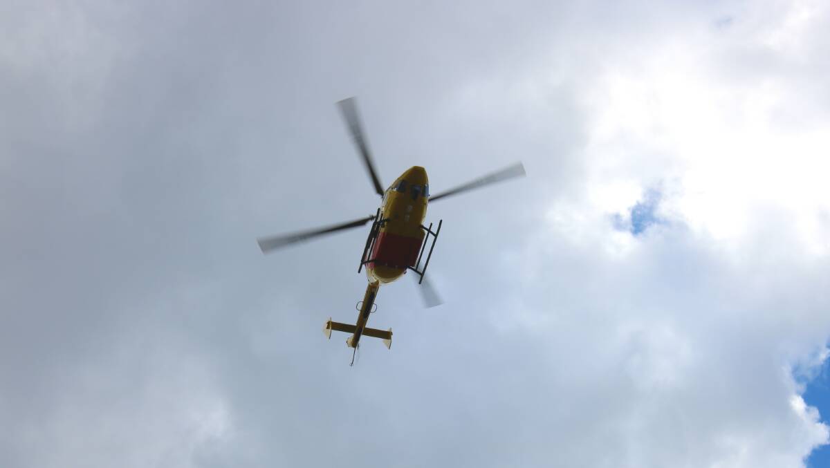 The Westpac Rescue Helicopter leaves Gunnedah hospital on Monday.