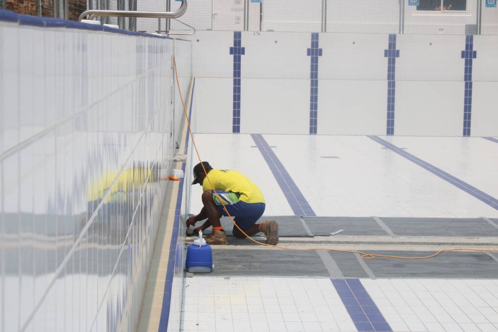 Metz working on the movement joint in the 50m pool in November. Photo: Vanessa Hohnke