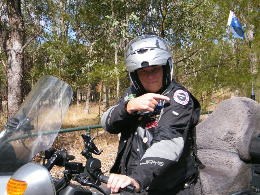 Former Gunnedah local Wayne Irwin with his Let's Beat the Bastard Ride patch.