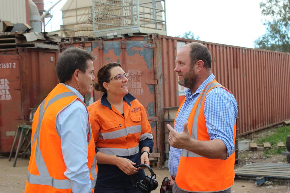 Tamworth MP Kevin Anderson with Trudy and Scott Davies from Carroll Cotton Gin. File photo