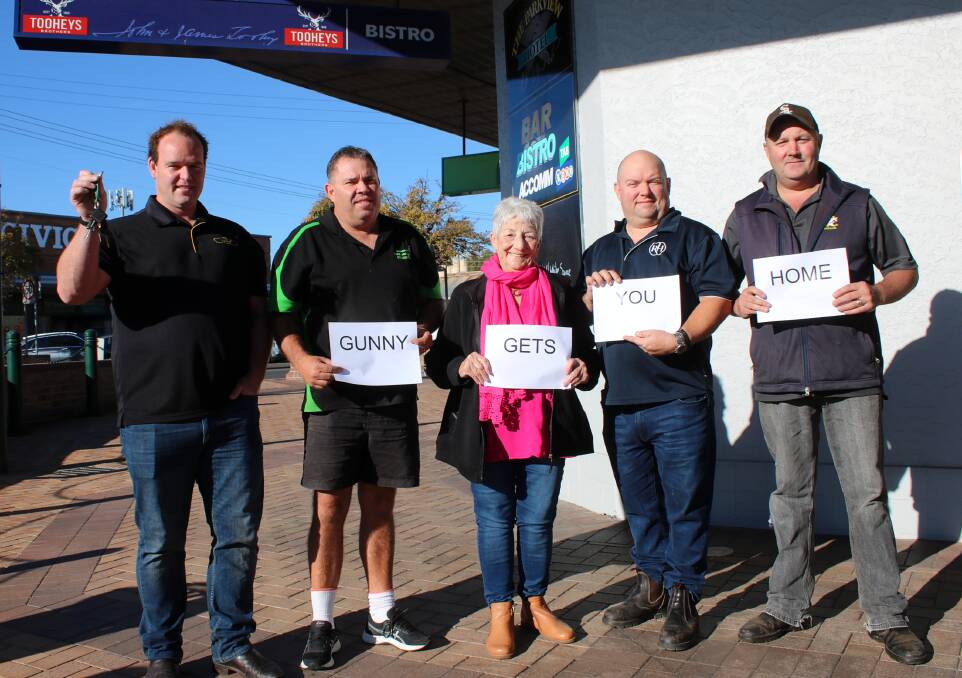 Gunnedah and District Liquor Accord's Josh Launders (left), Ray Williams and Greg Thomas (right) with local taxi driver Jason Bush and Gunnedah Crime Prevention Working Group's chairwoman Colleen Fuller (centre).