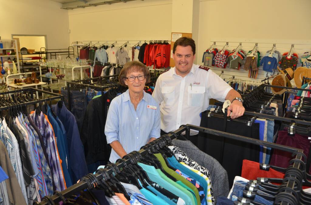 Richard Day and Alma Cameron in the Salvation Army store.