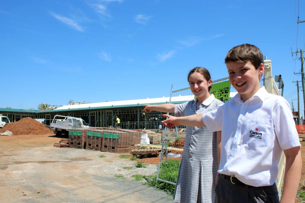 Year 6 Carinya students Alice Roach and Charlie Hargraves will be among the first group of students to occupy the new middle school in 2019.