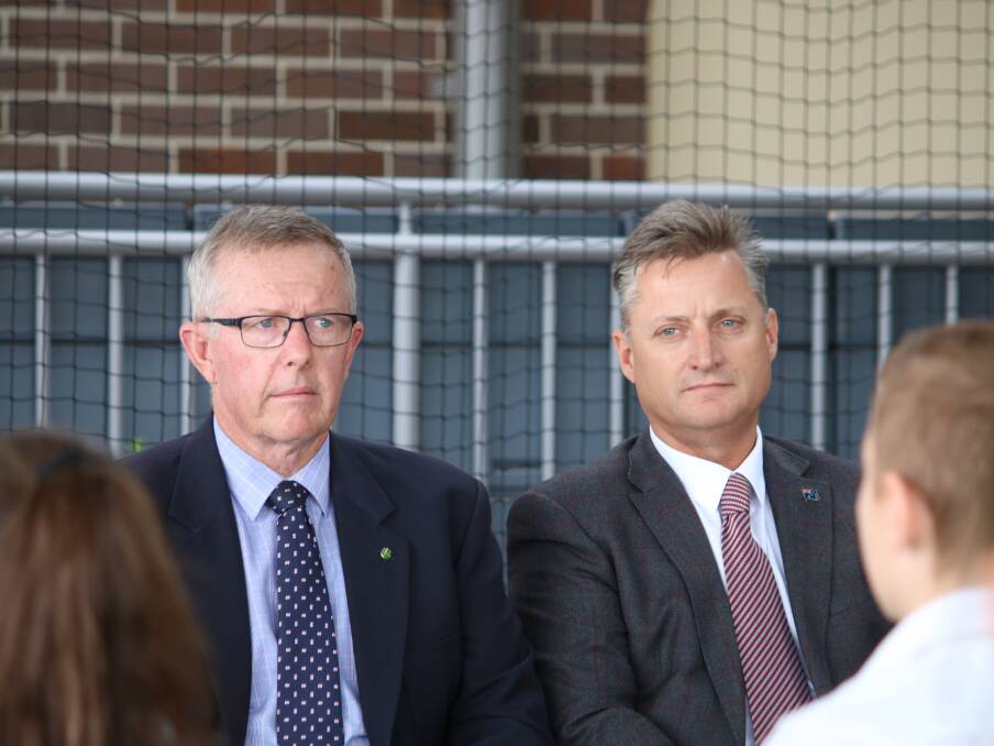 Parkes MP Mark Coulton and Gunnedah shire mayor Jamie Chaffey in Gunnedah last week.
