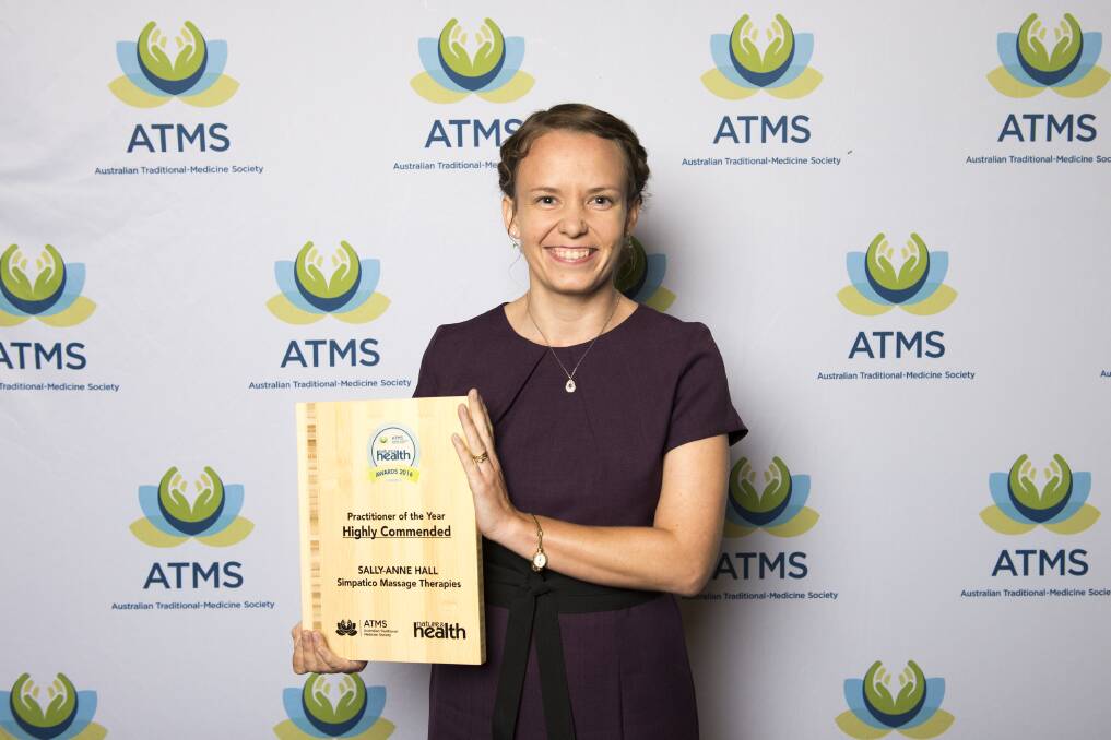 Recognition: Sally Anne Hall is thrilled to received a highly commended award for practitioner of the year at the Australian Traditional Medicine Society Nature and Health 2016 Industry Awards. Photo: Phoebe Powell Photography