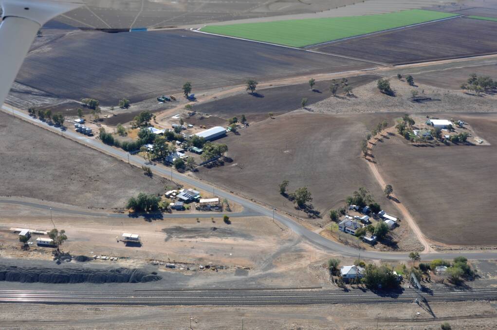 Drought has stretched throughout the farming communities of the shire. Pictured is Emerald Hill from the air. Photo: Marie Hobson