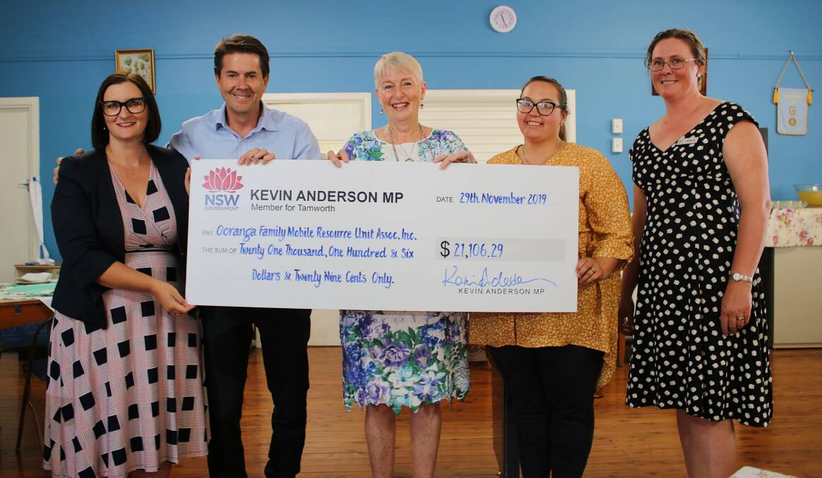Minister for Childhood Education Sarah Mitchell, Tamworth MP Kevin Anderson, first Ooranga president Noreen Boehm, current president Camille Wannan, and executive officer Rebecca Dridan.