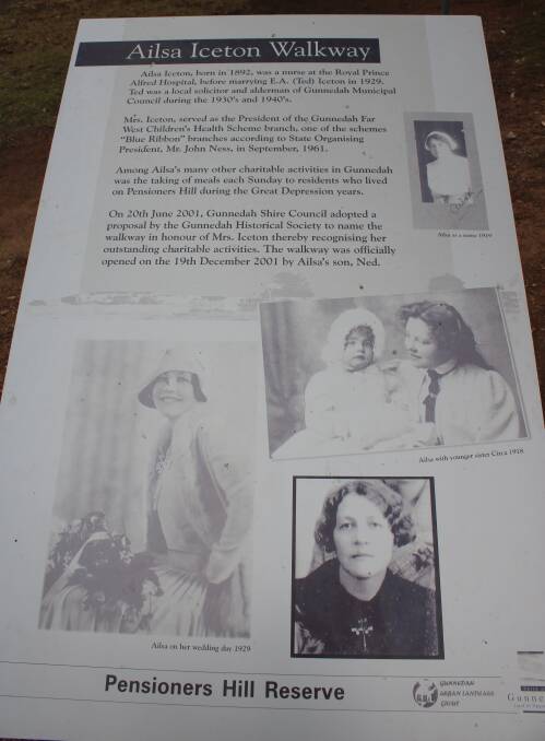 An information board detailing Ailsa Iceton's contribution to the community.