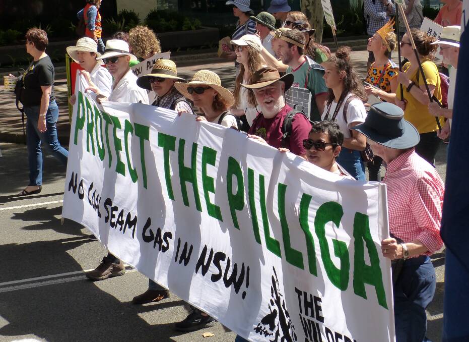 A protest against the proposed Santos coal seam gas mine in the Pilliga. Photo: Andrya Hart