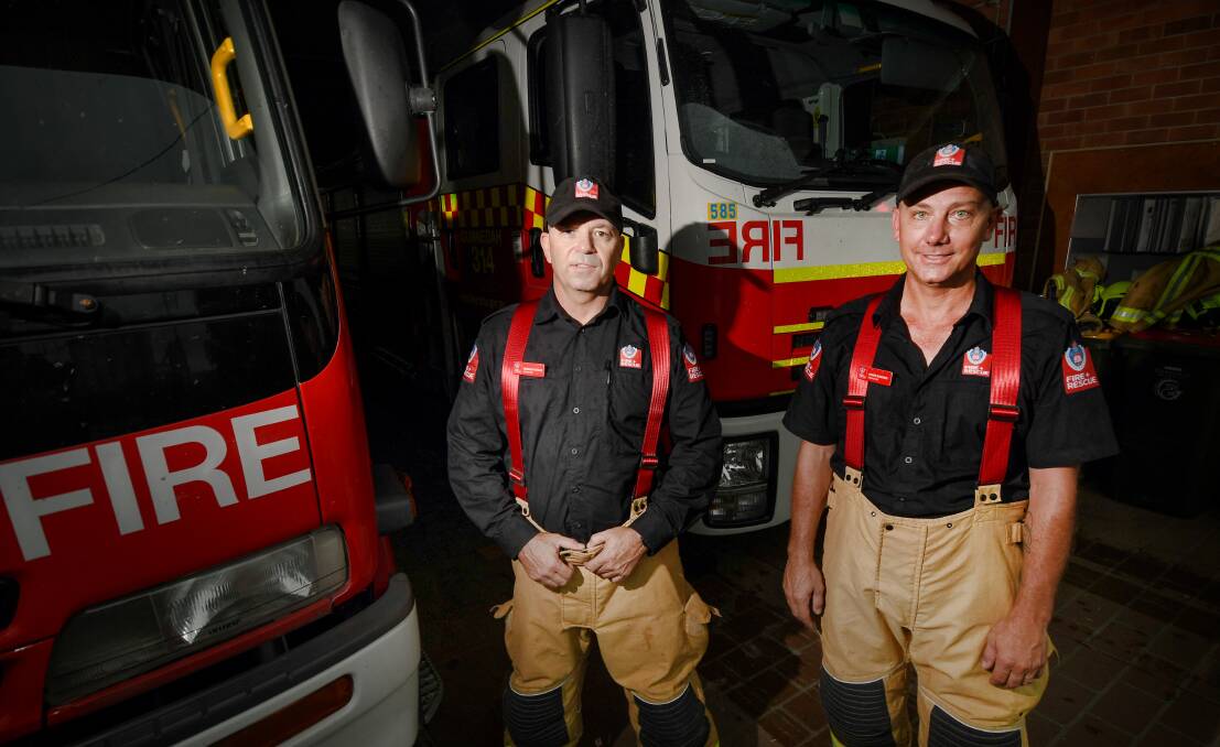 Brenden Knowles and Chris Barnes joined Gunnedah Fire and Rescue in 2021. Photos: Gareth Gardner