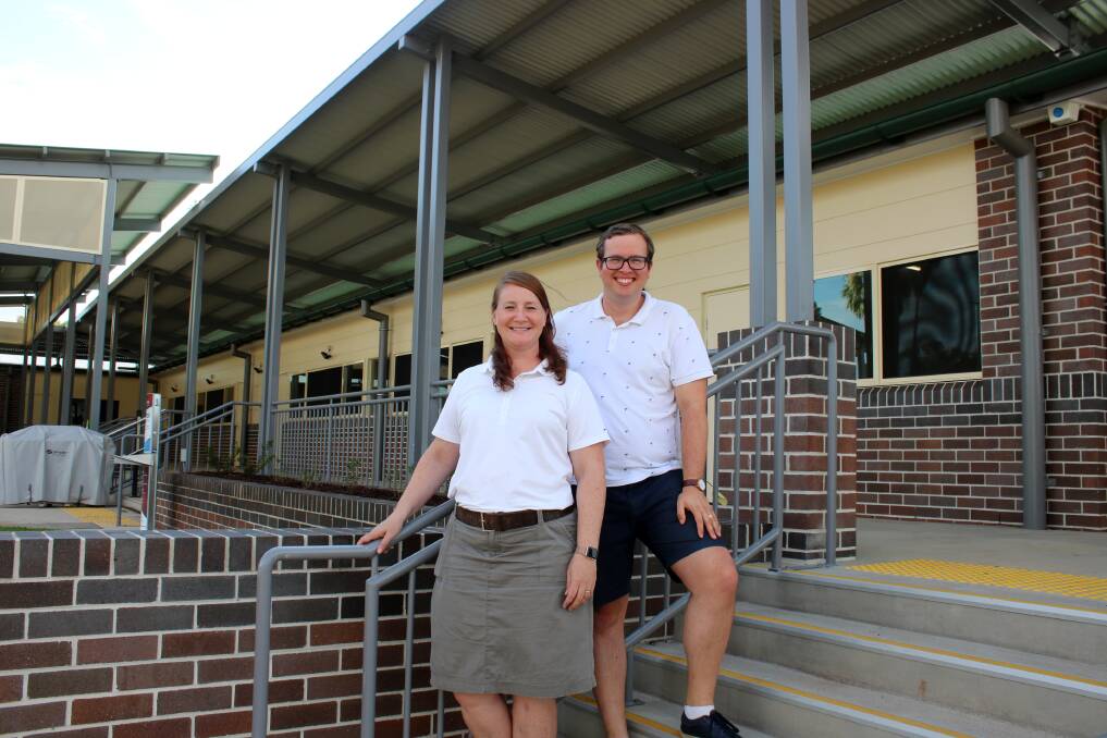 Head of middle school Alex Wharton (right) and STEM coordinator Olivia Chapman at Carinya's new middle school on Monday.