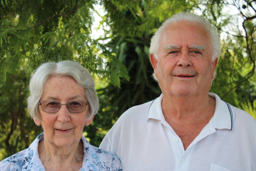 Doreen and Max Small in their front garden in Gunnedah. Photo: Vanessa Höhnke