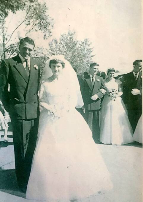 Phinny and Rita Herden on their wedding day outside the church.