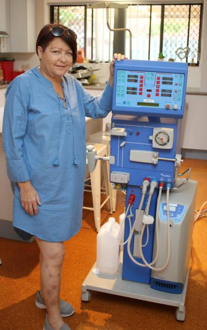 Tracey with her dialysis machine.