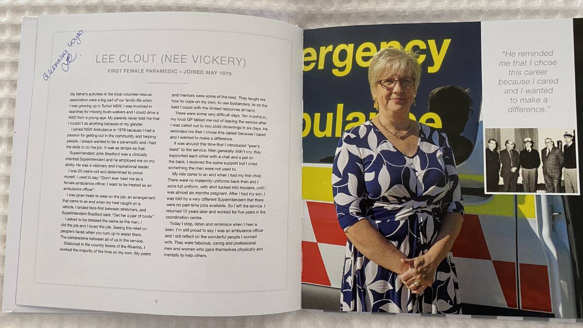NSW Ambulance printed a booklet to make the milestone. Pictured is Lee Clout who was the first female paramedic.
