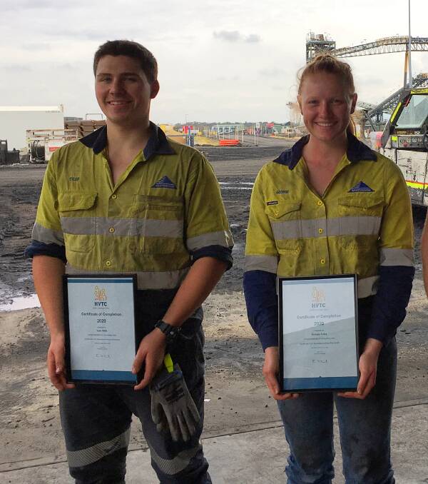 TOP GONG: Gunnedah's Tyler Mills and Ghoolendaadi's Foley were acknowledged for their hard work at the New England Regional Training Awards. Photo: Supplied 