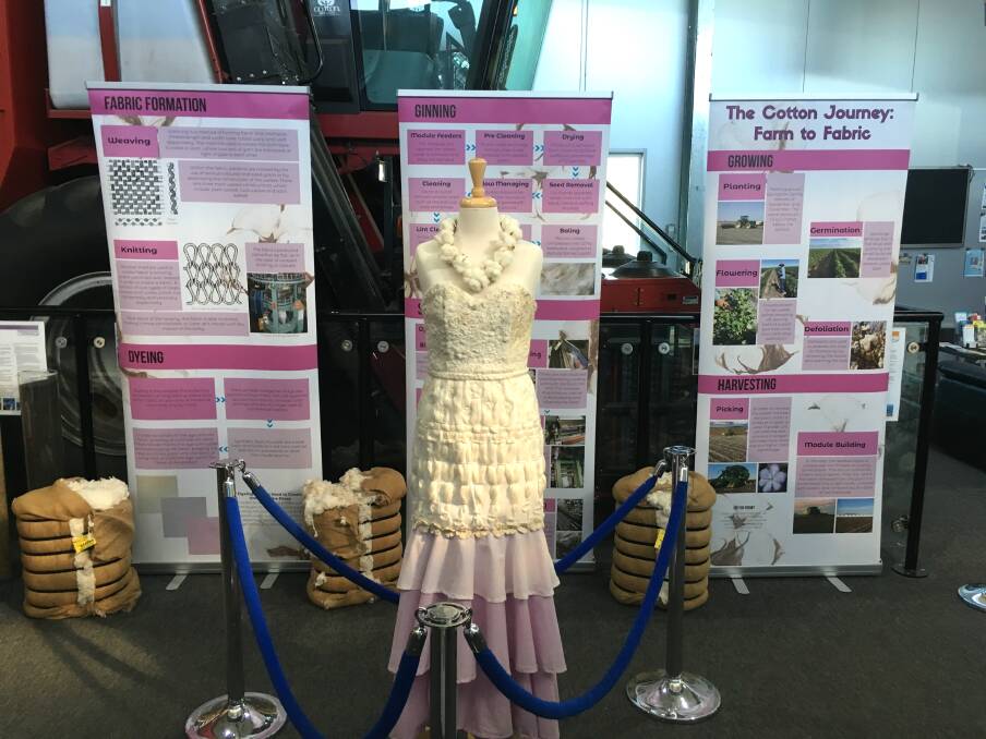 The cotton dress on display at the Narrabri information centre. Photo: Issy Gourley