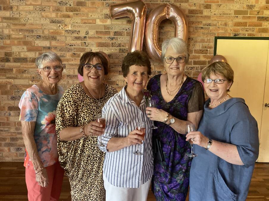 Marie with her VIEW club friends June Carter, Kate Knight, Lorraine Overton and Linda Lee at her 70th birthday party.