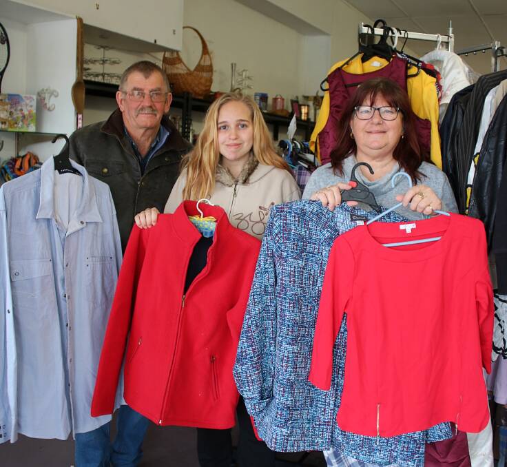 Harvest's Wayne Nichols, Shelly McBride and Glenda Sellwood at the op shop's new location in Quirindi.