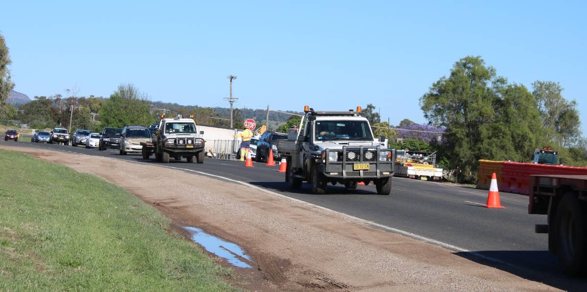 One-way traffic flow on the Oxley Highway in Gunnedah.