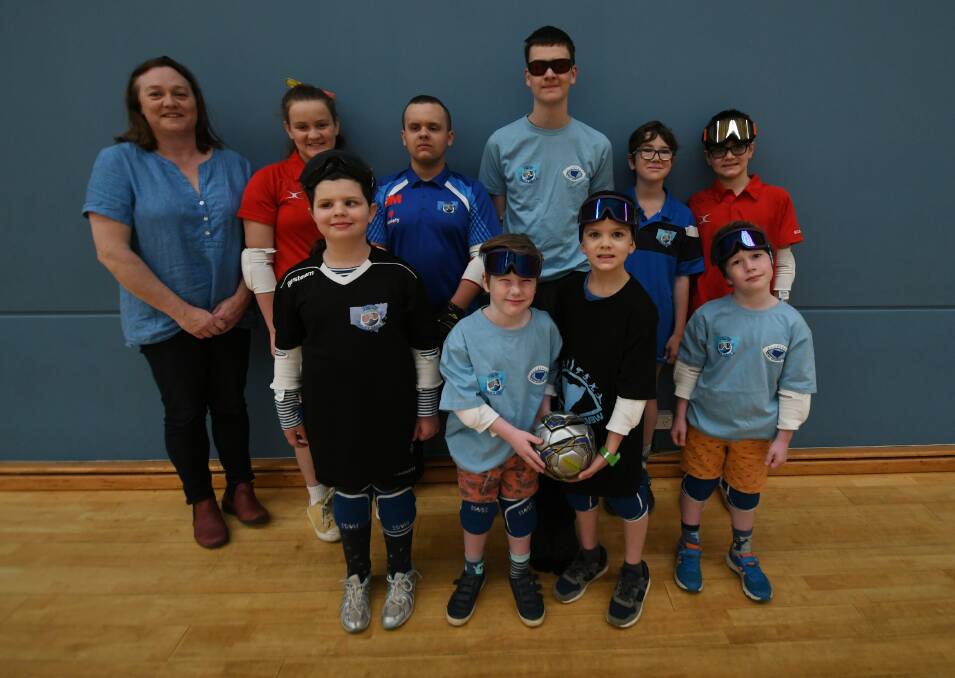 KICKING GOALS: Referee Louise Carriage (left) with the Tamworth goalball team as they prepare for the region's first blind sports competition. Photo: Gareth Gardner