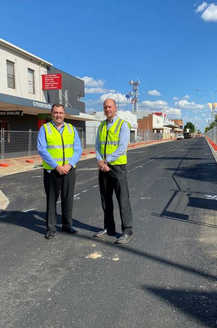 WLECOME: Narrabri Shire Council's general manager Stewart Todd with new infrastructure delivery director Shane Burns, inspecting the Narrabri CBD Project progression. Photo: Supplied